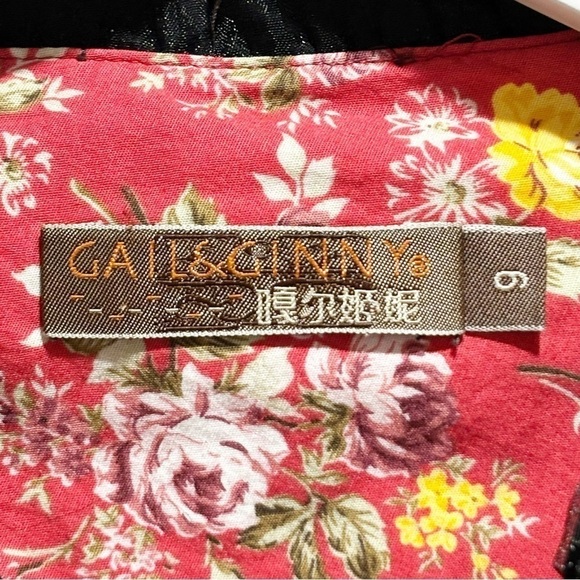 Vintage GAIL & GINNY Women’s Red Ditsy Floral Asian Inspired Blouse Top Size 9 - Picture 6 of 8